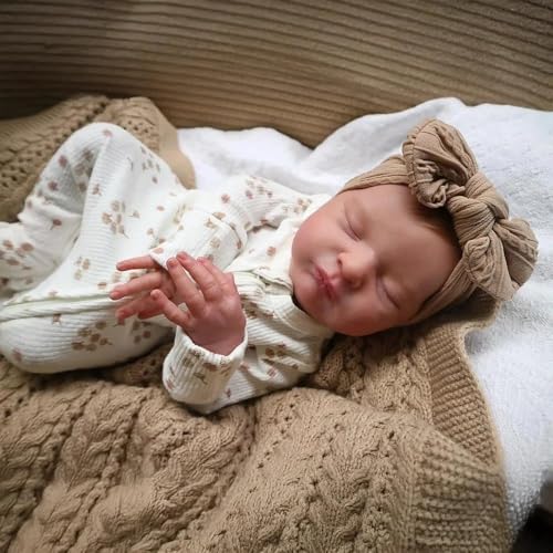 ROSHUAN Real Life Reborn Babypuppen Silikon Ganzkörper Vinyl Augen Schließen Mädchen 50.8 cm Realistische Babypuppe Lebensechte Neugeborene Babys Puppen Handgemachte Die Aussehen Echtes Spielzeug von ROSHUAN