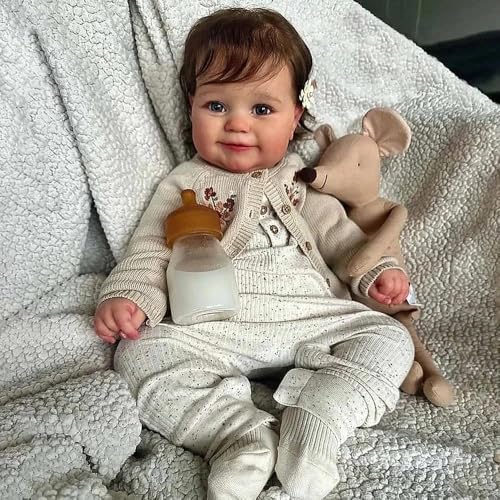 ROSHUAN Real Life Reborn Babypuppen Silikon Ganzkörper Vinyl Mädchen 20 Zoll Lächelnd Realistische Neugeborene Babypuppe Lebensechte Babies Puppen Wurzelhaar, die Echtes Spielzeug aussehen von ROSHUAN