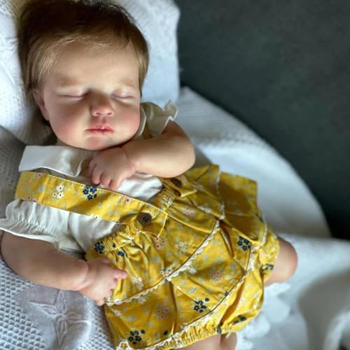 ROSHUAN Real Life Reborn Babypuppen Silikon Ganzkörper Vinyl Mädchen Loulou 50,8 cm die echt lebensecht aussehen Neugeborene Babypuppe realistisch schlafende Babys Puppen Spielzeug für Kinder von ROSHUAN