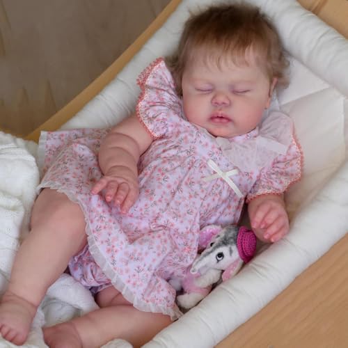 ROSHUAN Real Life Reborn Kleinkind-Puppe, Mädchen, 61 cm, mollig, realistisch, schlafend, weicher Stoffkörper, der echt aussieht, lebensechte Kleinkindpuppe, Spielzeug für Kinder ab 3 Jahren ROSHUAN Real Life Reborn Kleinkind-Puppe, Mädchen, 61 cm, mollig, realistisch, schlafend, weicher Stoffkörper, der echt aussieht, lebensechte Kleinkindpuppe, Spielzeug für Kinder ab 3 Jahren von ROSHUAN