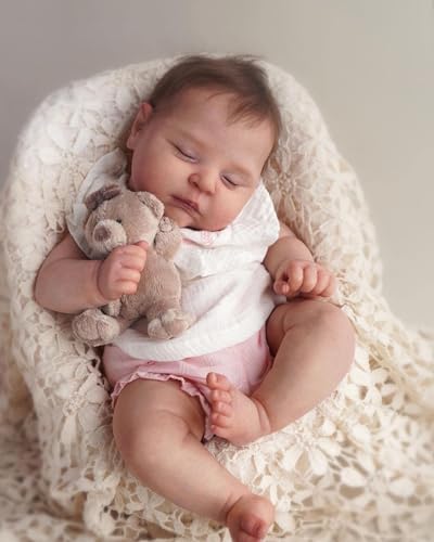 ROSHUAN Realistisch Reborn Baby Puppe - 20 Zoll Lebensechte Schlafende Babypuppen die echt Aussehen Kleinkind-Babypuppen weicher Stoffkörper, wie EIN echtes Baby von ROSHUAN
