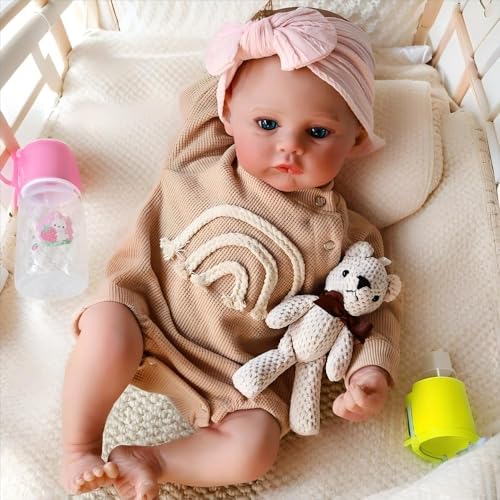ROSHUAN Realistische Baby Puppe 19 Zoll 48 cm Real Life Reborn Baby Puppen Ganzkörper Silikon Vinyl Lebensechte Puppen, Die Aussehen Wie Im Echten Leben Neugeborene Mädchen Mit Fütterung Spielzeug ROSHUAN Realistische Baby Puppe 19 Zoll 48 cm Real Life Reborn Baby Puppen Ganzkörper Silikon Vinyl Lebensechte Puppen, Die Aussehen Wie Im Echten Leben Neugeborene Mädchen Mit Fütterung Spielzeug von ROSHUAN