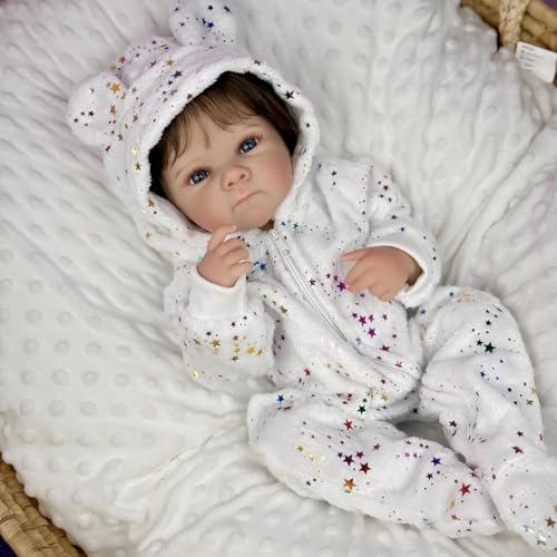 ROSHUAN Realistische Babypuppe, Augen offen, 45,7 cm, lebensechte Reborn-Baby-Puppen, Silikon, Ganzkörper-Vinyl, waschbar, echtes Leben, Neugeborene, Babys, Puppen mit blauen Augen offen ROSHUAN Realistische Babypuppe, Augen offen, 45,7 cm, lebensechte Reborn-Baby-Puppen, Silikon, Ganzkörper-Vinyl, waschbar, echtes Leben, Neugeborene, Babys, Puppen mit blauen Augen offen von ROSHUAN