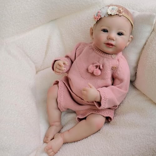 ROSHUAN Realistische Babypuppe, Silikon, Ganzkörper-Puppe, 48,3 cm, Reborn-Babypuppe, die echt aussieht wie anatomisch korrekt, weiche gewichtete Reborn-Mädchen-Puppen für Kinder ab 3 Jahren ROSHUAN Realistische Babypuppe, Silikon, Ganzkörper-Puppe, 48,3 cm, Reborn-Babypuppe, die echt aussieht wie anatomisch korrekt, weiche gewichtete Reborn-Mädchen-Puppen für Kinder ab 3 Jahren von ROSHUAN
