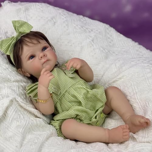 ROSHUAN Realistische Babypuppe aus Silikon, Ganzkörper-Puppe, 45,7 cm, echtes Leben, Reborn-Babypuppen, Mädchen, Vinyl, beschwert, lebensechte Neugeborene mit verwurzeltem Haar, für Kinder ab 3 Jahren ROSHUAN Realistische Babypuppe aus Silikon, Ganzkörper-Puppe, 45,7 cm, echtes Leben, Reborn-Babypuppen, Mädchen, Vinyl, beschwert, lebensechte Neugeborene mit verwurzeltem Haar, für Kinder ab 3 Jahren von ROSHUAN