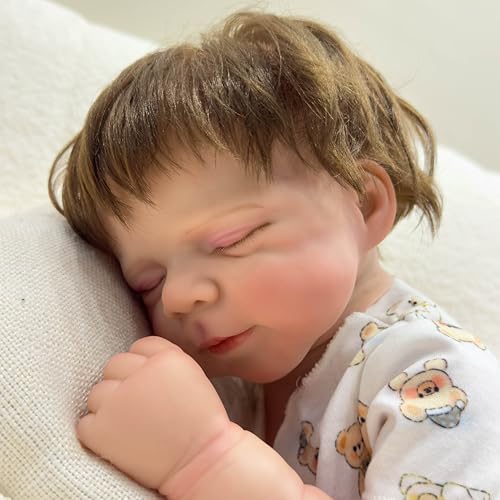ROSHUAN Realistische Babypuppe mit blondem Haar 45,7 cm anatomisch korrekt Babypuppen Junge weiches Vinyl Reborn Real Life Babypuppen die wie schlafende Babys Aussehen ROSHUAN Realistische Babypuppe mit blondem Haar 45,7 cm anatomisch korrekt Babypuppen Junge weiches Vinyl Reborn Real Life Babypuppen die wie schlafende Babys Aussehen von ROSHUAN