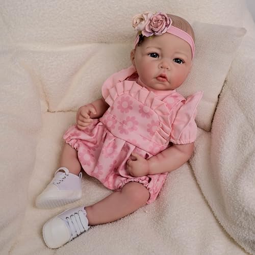 ROSHUAN Realistische Babypuppen, 50,8 cm, lebensechte Reborn-Babypuppen, Silikon-Babypuppen, die echt aussehen, anatomisch korrekt, Baby-Mädchenaugen, offen, Vollvinyl, Neugeborenen-Puppenspielzeug ROSHUAN Realistische Babypuppen, 50,8 cm, lebensechte Reborn-Babypuppen, Silikon-Babypuppen, die echt aussehen, anatomisch korrekt, Baby-Mädchenaugen, offen, Vollvinyl, Neugeborenen-Puppenspielzeug von ROSHUAN