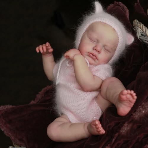 ROSHUAN Realistische Babypuppen Loulou 20 Zoll 50 cm Reborn Lebensechte Babypuppen Silikon Vollkörper Neugeborenes Echtes Leben Babypuppen, Die Echt Aussehen Schlafende Mädchen von ROSHUAN