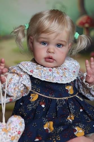 ROSHUAN Realistische Kleinkind Puppen 24 Zoll 60 cm Weichkörper Leben Wie Reborn Baby Puppe Kleinkind Mädchen Augen Offen Handmade Gewichtet Real Life Size Babys Mädchen Reborn Puppen von ROSHUAN