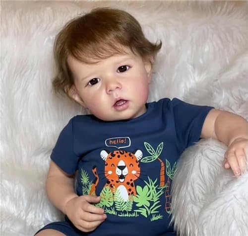 ROSHUAN Realistische Neugeborene Baby Puppen Junge 20 Zoll Weiches Vinyl Ganzkörper Reborn Baby Puppen Anatonisch Korrekte Babypuppe Mit Fütterung Kit Geschenke von ROSHUAN