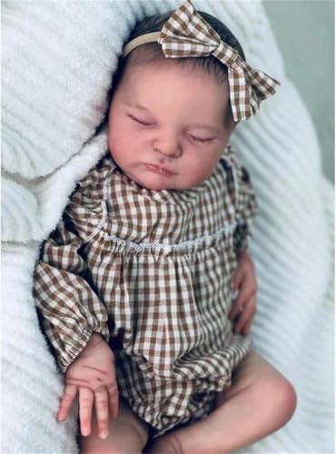 ROSHUAN Realistische Neugeborene Babypuppen 20 Zoll 50 cm Lebensechte Reborn-Baby-Puppen Silikon Vollkörper Weich Gewichtet Kleinkind Mädchen Mit Fütterung Spielzeug Für Kinder 3+ von ROSHUAN