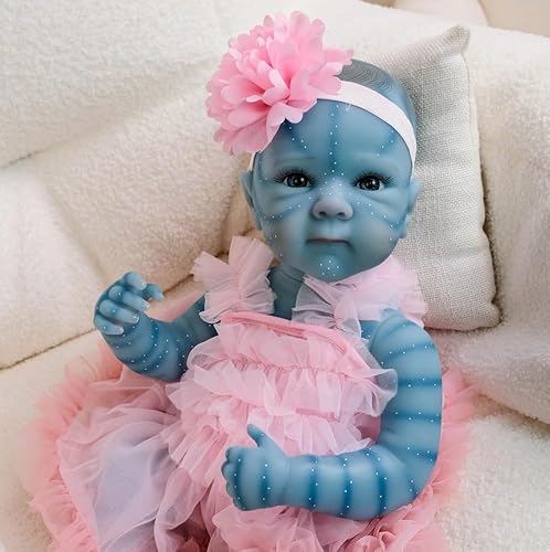 ROSHUAN Realistische Reborn Avatar Puppen Mädchen 18 Zoll 48 cm Neugeborenes Anatomisch Korrektes Baby Mädchen Avatar Vollsilikon Vinyl Real Life Reborn Baby Puppen Soft Body Weighted Toy Bettie von ROSHUAN