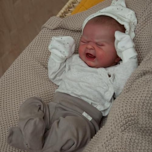 ROSHUAN Realistische Reborn Baby Puppen 19 Zoll Lebensechte Neugeborene Schlafende Babypuppen Echtes Leben mit Weichen Tuch Körper Spielzeug für Kuscheln, Rollenspiel und Sammlung von ROSHUAN