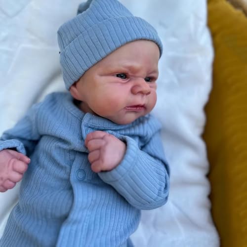 ROSHUAN Realistische Reborn Baby Puppen Elijah Junge 17 Inch Lebensechte Neugeborene Babypuppen Weiche Vinyl Ganzkörper Puppen Anatomisch Korrekte Spielzeug Geschenke für Kinder von ROSHUAN