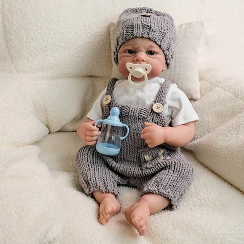 ROSHUAN Realistische Reborn Baby Puppen Silikon Ganzkörper Mädchen 17 Zoll 45 cm Leben Wie Baby Puppen Die Echtes Leben Aussehen Neugeborenes Anatomisch Korrektes Mädchen Für Kinder 3+ von ROSHUAN