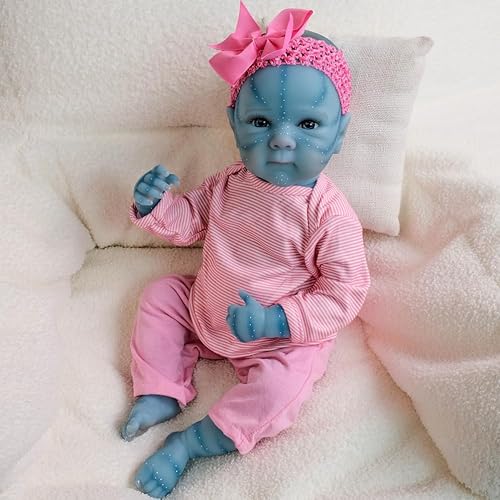 ROSHUAN Realistische Reborn-Baby-Puppen Silikon-Vollkörper-Avatar 18 Zoll 48 cm Lebensechtes Anatomisch Korrektes Baby-Mädchen, Das Echt Aussehende Neugeborene Avatar-Puppen Spielzeug von ROSHUAN