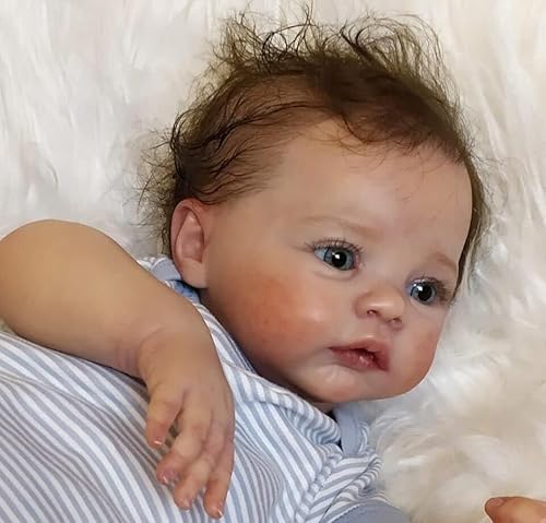 ROSHUAN Realistische Reborn Baby Puppen Wiese Junge 19 Zoll Lebensechte Neugeborene Babypuppen, die echtes Leben Spielzeug mit Ganzkörper Weiches Vinyl und Blaue Augen für Kinder von ROSHUAN
