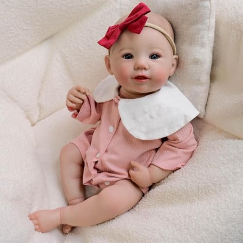 ROSHUAN Realistische Reborn-Babypuppe, 48,3 cm, Augen offen, lebensechte Neugeborene, Mädchen, weiches Vinyl, echtes Silikon, Babypuppe mit beschwertem Körper, für Kinder ab 3 Jahren ROSHUAN Realistische Reborn-Babypuppe, 48,3 cm, Augen offen, lebensechte Neugeborene, Mädchen, weiches Vinyl, echtes Silikon, Babypuppe mit beschwertem Körper, für Kinder ab 3 Jahren von ROSHUAN