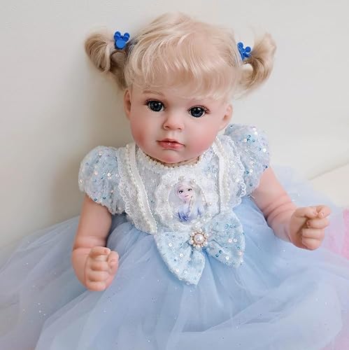ROSHUAN Realistische Reborn-Babypuppe, Mädchen, 50,8 cm, lebensechte Babypuppe, weiches Tuch, beschwerter Körper, der echt aussieht, mit blondem und blauem Kleid, Geschenke für Kinder ab 3 Jahren ROSHUAN Realistische Reborn-Babypuppe, Mädchen, 50,8 cm, lebensechte Babypuppe, weiches Tuch, beschwerter Körper, der echt aussieht, mit blondem und blauem Kleid, Geschenke für Kinder ab 3 Jahren von ROSHUAN