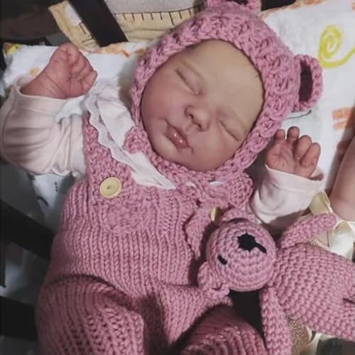 ROSHUAN Realistische Reborn-Babypuppe, Mädchen, 50,8 cm, lebensechte schlafende Neugeborenen-Puppe, weiches Vinyl und Stoffkörper, beweglich mit Fütterungsset, für Kinder ab 3 Jahren ROSHUAN Realistische Reborn-Babypuppe, Mädchen, 50,8 cm, lebensechte schlafende Neugeborenen-Puppe, weiches Vinyl und Stoffkörper, beweglich mit Fütterungsset, für Kinder ab 3 Jahren von ROSHUAN
