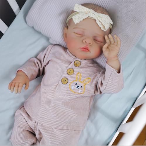 ROSHUAN Realistische Reborn-Babypuppe, Mädchen, echtes Leben, Babypuppe, weiches Tuch, beschwerter Körper, der echt aussieht, lebensecht schlafende Neugeborenen-Puppe, Spielzeug, Geschenke für Kinder ROSHUAN Realistische Reborn-Babypuppe, Mädchen, echtes Leben, Babypuppe, weiches Tuch, beschwerter Körper, der echt aussieht, lebensecht schlafende Neugeborenen-Puppe, Spielzeug, Geschenke für Kinder von ROSHUAN