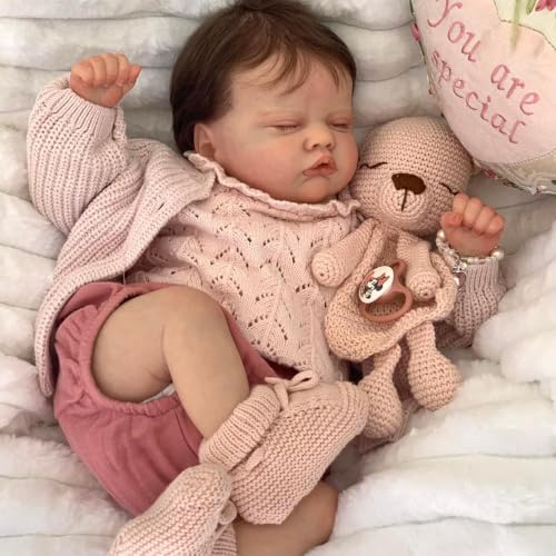 ROSHUAN Realistische Reborn-Babypuppe, Mädchen, echtes Leben, weiches Tuch, beschwerter Körper, der echt aussieht, lebensecht schlafende Neugeborene, Puppen, Spielzeug für Kinder ab 3 Jahren ROSHUAN Realistische Reborn-Babypuppe, Mädchen, echtes Leben, weiches Tuch, beschwerter Körper, der echt aussieht, lebensecht schlafende Neugeborene, Puppen, Spielzeug für Kinder ab 3 Jahren von ROSHUAN