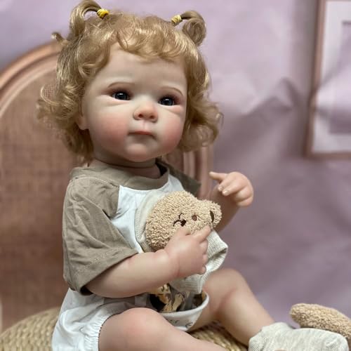 ROSHUAN Realistische Reborn-Babypuppe, Silikon, Ganzkörper-Puppe, 45,7 cm, lebensechte Babypuppe, blondes Mädchen, das echt aussieht, weiches Vinyl, reborn-Puppe für Kinder ab 3 Jahren ROSHUAN Realistische Reborn-Babypuppe, Silikon, Ganzkörper-Puppe, 45,7 cm, lebensechte Babypuppe, blondes Mädchen, das echt aussieht, weiches Vinyl, reborn-Puppe für Kinder ab 3 Jahren von ROSHUAN