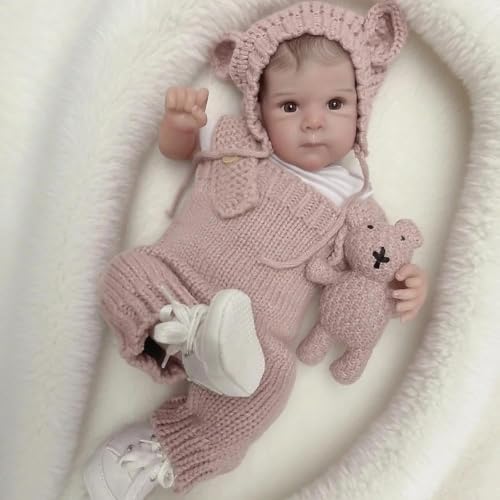 ROSHUAN Realistische Reborn-Babypuppen, Silikon, Ganzkörper-Vinyl, 45,7 cm, echte Babypuppe, anatomisch korrekt, handgefertigt, lebensechte Neugeborene, Puppen, Spielzeug für Kinder ab 3 Jahren von ROSHUAN