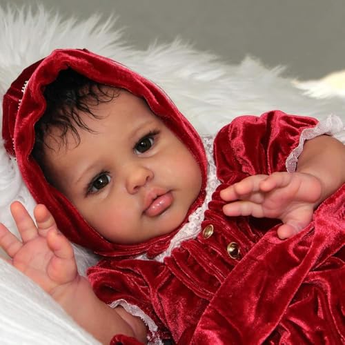 ROSHUAN Realistische Reborn-Babypuppen, schwarzes Mädchen, 61 cm, Reborn-Kleinkind-Puppe, weiches Tuch, gewichteter Körper, afrikanische amerikanische Babypuppe, lebensechte Kleinkind-Puppen ROSHUAN Realistische Reborn-Babypuppen, schwarzes Mädchen, 61 cm, Reborn-Kleinkind-Puppe, weiches Tuch, gewichteter Körper, afrikanische amerikanische Babypuppe, lebensechte Kleinkind-Puppen von ROSHUAN