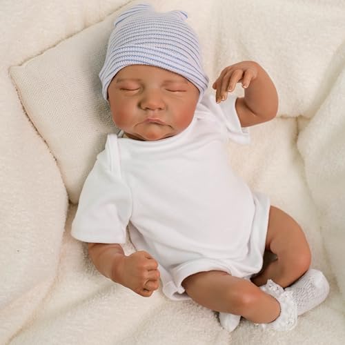 ROSHUAN Realistische Reborn Babypuppen Black Girl - 48,3 cm lebensechte Neugeborene Babypuppen Afroamerikaner Real Life Schlafende Babypuppen mit Fütterungszubehör Geschenke für Kinder ab 3 Jahren ROSHUAN Realistische Reborn Babypuppen Black Girl - 48,3 cm lebensechte Neugeborene Babypuppen Afroamerikaner Real Life Schlafende Babypuppen mit Fütterungszubehör Geschenke für Kinder ab 3 Jahren von ROSHUAN