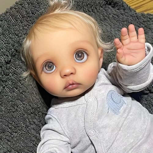 ROSHUAN Realistische Reborn Babypuppen Blond Boy Peeka 40,6 cm lebensechte Neugeborene Babypuppe Weicher Stoffkörper Handgemacht Die Echt Leben Babys Puppen Spielzeug für Kinder & Sammler von ROSHUAN