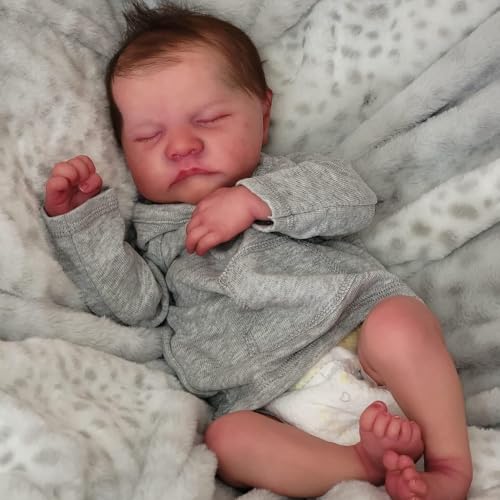 ROSHUAN Realistische Reborn Babypuppen Junge – 48,3 cm lebensechte Babypuppe mit weichem Ganzkörper-Vinyl, die echt schlafende Neugeborene Babypuppen aussehen Weihnachtsgeschenke Spielzeug für Kinder von ROSHUAN