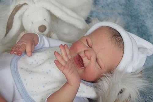 ROSHUAN Realistische Reborn Babypuppen Mädchen 19 Zoll Lebensechte Neugeborene Süße Lächeln Schlafen Baby Puppen mit Weichen Gewichteten Tuch Körper Spielzeug Geschenke für Kinder von ROSHUAN