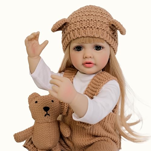 ROSHUAN Realistische Reborn Babypuppen Mädchen 22 Zoll, Lebensechte Neugeborene Kleinkind Puppen Blonde Langes Haar Weiche Full Vinyl Körper Babypuppe Kinder 3+ ROSHUAN Realistische Reborn Babypuppen Mädchen 22 Zoll, Lebensechte Neugeborene Kleinkind Puppen Blonde Langes Haar Weiche Full Vinyl Körper Babypuppe Kinder 3+ von ROSHUAN