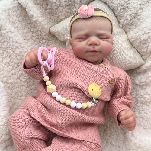ROSHUAN Realistische Reborn Babypuppen Silikon Ganzkörper 18 Zoll Real Life Neugeborene Babypuppen Mädchen die echt lebensecht schlafende Silikon-Baby-Puppe Spielzeug für Kinder ab 3 Jahren ROSHUAN Realistische Reborn Babypuppen Silikon Ganzkörper 18 Zoll Real Life Neugeborene Babypuppen Mädchen die echt lebensecht schlafende Silikon-Baby-Puppe Spielzeug für Kinder ab 3 Jahren von ROSHUAN