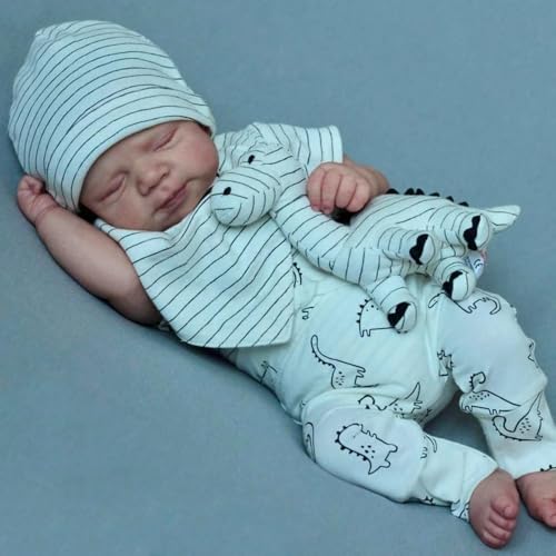 ROSHUAN Realistische Reborn Babypuppen Silikon Ganzkörper Augen Schließen 18 Zoll Real Life Babypuppen Anatomisch Korrektes Mädchen Lebensechte Silikon Babys Neugeborene Schlafpuppe von ROSHUAN