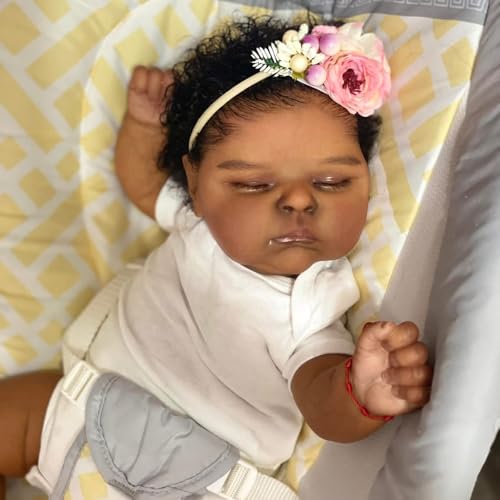 ROSHUAN Realistische Reborn Babypuppen Silikon Ganzkörper Black Girl 50,8 cm afrikanische amerikanische Real Life Neugeborene Babypuppen, die echt schlafendes Mädchen lebensechte Babies Puppe für ROSHUAN Realistische Reborn Babypuppen Silikon Ganzkörper Black Girl 50,8 cm afrikanische amerikanische Real Life Neugeborene Babypuppen, die echt schlafendes Mädchen lebensechte Babies Puppe für von ROSHUAN