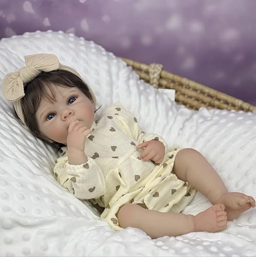 ROSHUAN Realistische Reborn Babypuppen Silikon Ganzkörper Mädchen 18 Zoll Real Life Babypuppen Augen Offenes Wurzelhaar Lebensechte Neugeborene Babys Puppe, die echt aussehen Waschbares Spielzeug ROSHUAN Realistische Reborn Babypuppen Silikon Ganzkörper Mädchen 18 Zoll Real Life Babypuppen Augen Offenes Wurzelhaar Lebensechte Neugeborene Babys Puppe, die echt aussehen Waschbares Spielzeug von ROSHUAN