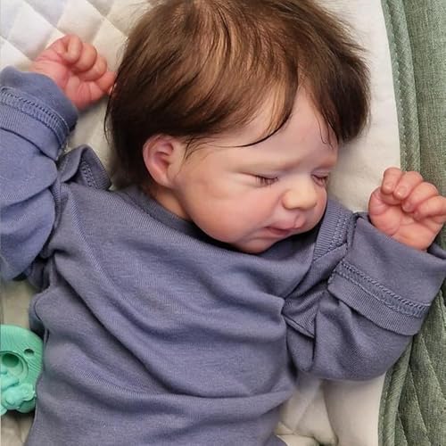 ROSHUAN Realistische Reborn Babypuppen Silikon Ganzkörper Vinyl 45,7 cm Real Life Neugeborene Babypuppen Junge Wurzelhaar Die Lebensecht Schlafende Babypuppe Für 3 Jahre Alte Kinder ROSHUAN Realistische Reborn Babypuppen Silikon Ganzkörper Vinyl 45,7 cm Real Life Neugeborene Babypuppen Junge Wurzelhaar Die Lebensecht Schlafende Babypuppe Für 3 Jahre Alte Kinder von ROSHUAN