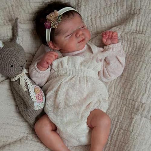 ROSHUAN Realistische Reborn Babypuppen Silikon Ganzkörper Vinyl Mädchen 18 Zoll Real Life Neugeborene Babypuppe Handgemachte lebensechte Babies Puppen, die echt aussehen Säuglingspuppe Spielzeug für von ROSHUAN