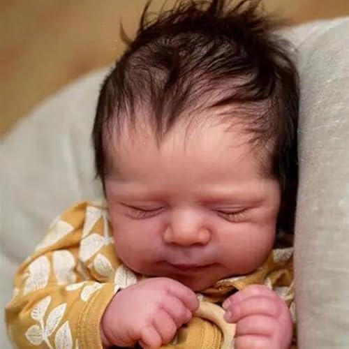 ROSHUAN Realistische Reborn Babypuppen Silikon Ganzkörper Vinyl Mädchen 45,7 cm Schlafende Neugeborene Babypuppe Handgemacht Die Echt Lebensechte Babypuppen Waschbares Spielzeug für Kinder von ROSHUAN