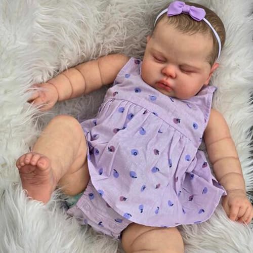 ROSHUAN Realistische Reborn-Kleinkind-Puppe, Mädchen, 61 cm, Reborn-Babypuppen, weicher Stoffkörper, der echt aussieht, lebensechte Kleinkind-Puppen, echtes Leben, Babypuppe für Kinder, Geschenke von ROSHUAN