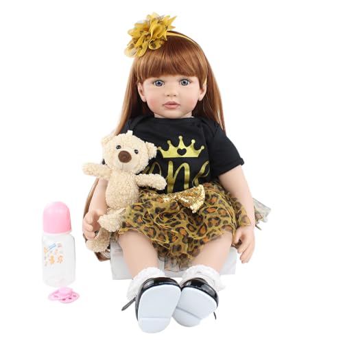 ROSHUAN Realistische Reborn Kleinkind-Puppen, Mädchen, 61 cm, lebensechte Babypuppe, die echt aussieht, Kleinkindpuppe, weiches Tuch, gewichteter Körper, Babypuppen mit Prinzessinnenkleid für Kinder ROSHUAN Realistische Reborn Kleinkind-Puppen, Mädchen, 61 cm, lebensechte Babypuppe, die echt aussieht, Kleinkindpuppe, weiches Tuch, gewichteter Körper, Babypuppen mit Prinzessinnenkleid für Kinder von ROSHUAN
