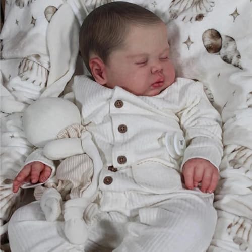 ROSHUAN Realistische Reborn-Puppe, 61 cm, Reborn-Kleinkind-Puppe, weiches Tuch, beschwerter Körper, der echt schlafende Babypuppen aussieht, lebensechte Kleinkind-Babypuppe, Spielzeug für Kinder von ROSHUAN