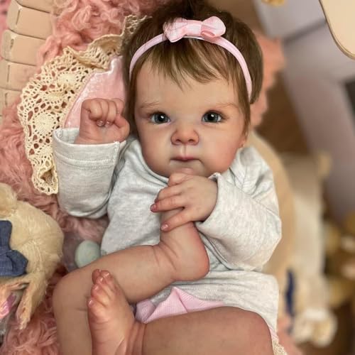 ROSHUAN Realistische Reborn Puppen Mädchen 45,7 cm lebensechte Neugeborene Babypuppe mit weichem gewichtetem Stoffkörper, Augen offen, die echt aussehen Babypuppen, handgefertigtes Spielzeug für ROSHUAN Realistische Reborn Puppen Mädchen 45,7 cm lebensechte Neugeborene Babypuppe mit weichem gewichtetem Stoffkörper, Augen offen, die echt aussehen Babypuppen, handgefertigtes Spielzeug für von ROSHUAN