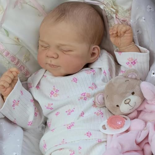 ROSHUAN Realistische Reborn Puppen Mädchen Pascale 18 Zoll Weiche Silikon Vinyl Körper Lebensechte Neugeborene Babypuppe Handgemacht Die Echt Aussehen Schlafen Baby Puppe Spielzeug von ROSHUAN