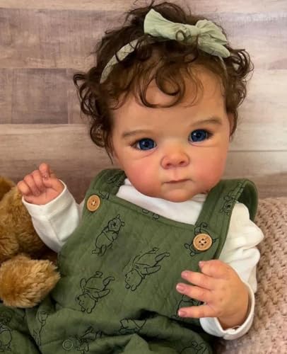 ROSHUAN Realistische Wiedergeborene Babypuppen Augen Offen 18 Zoll 48 cm Lebensechte Babypuppen, Die Wie Das Echte Leben Aussehen Säugling Bebe Mit Anatomisch Korrekten Mädchen Für Kinder Geschenke von ROSHUAN