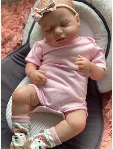 ROSHUAN Reborn Anatomisch Korrekte Baby Puppen Mädchen 20 Zoll 50 cm Vollsilikon Vinyl Beschwert Realistische Baby Puppen Die Echt Aussehen Neugeborenes Bebe Mädchen Puppen Wasserdichtes Spielzeug von ROSHUAN