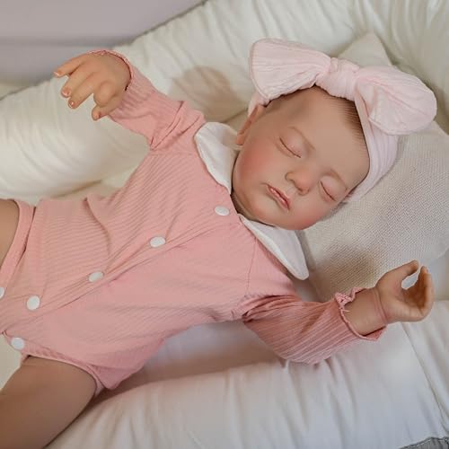 ROSHUAN Reborn Baby Doll Girl 19 Inch Realistic Baby Dolls Eyes Close Soft Cloth Body Lifelike Sleeping Newborn Doll Real Life Reborn Dolls Toy for 3 Years Old Kids ROSHUAN Reborn Baby Doll Girl 19 Inch Realistic Baby Dolls Eyes Close Soft Cloth Body Lifelike Sleeping Newborn Doll Real Life Reborn Dolls Toy for 3 Years Old Kids von ROSHUAN