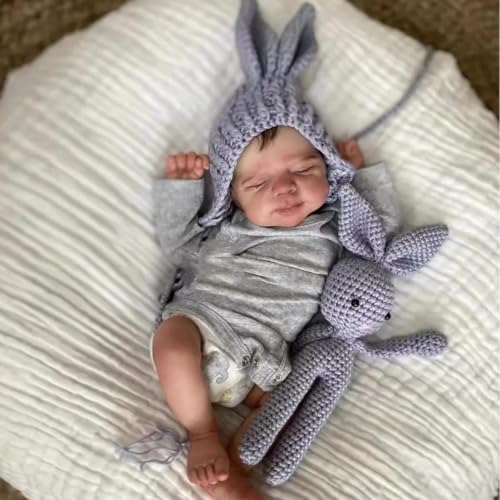 ROSHUAN Reborn Baby Junge Puppen Silikon Ganzkörper 48 cm Weicher Körper Gewichtet Realistisch Neugeboren Anatomisch Korrekt Junge Posierbar Echt Aussehende Reborn-Baby-Puppen Spielzeug Geschenke von ROSHUAN